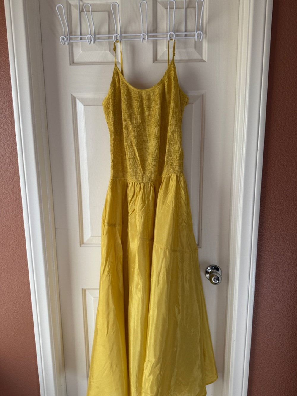 Newport News Yellow Maxi Dress with Smocked Bodice